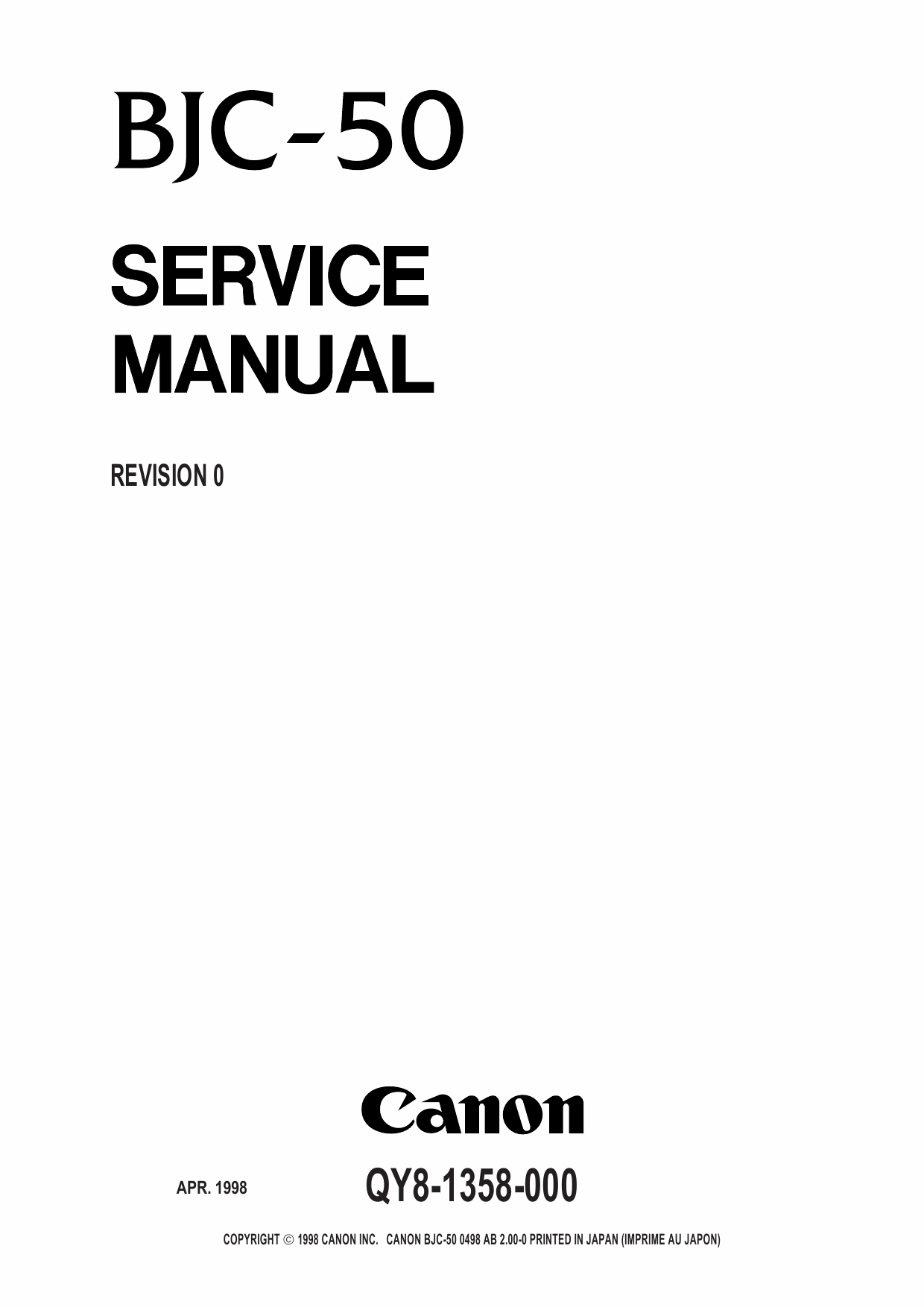 Canon BubbleJet BJC-50 Service Manual-1